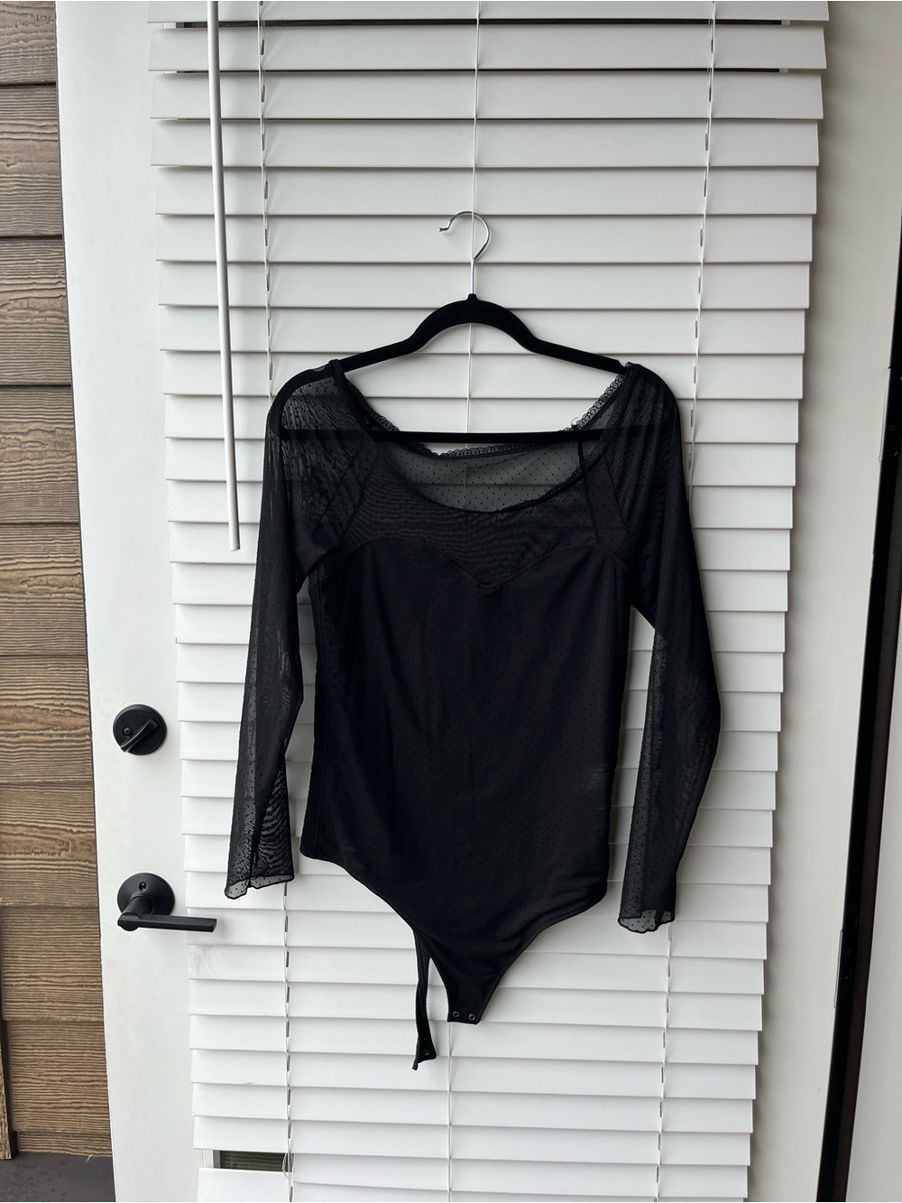 Abercrombie & Fitch Black Sheer Dot Mesh Bodysuit